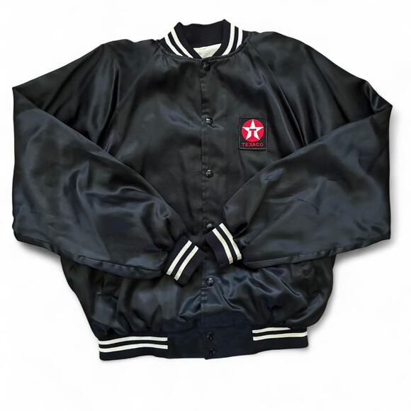 Vintage 80s Texaco jacket in black and red jacket size Large - Picture 1 of 3